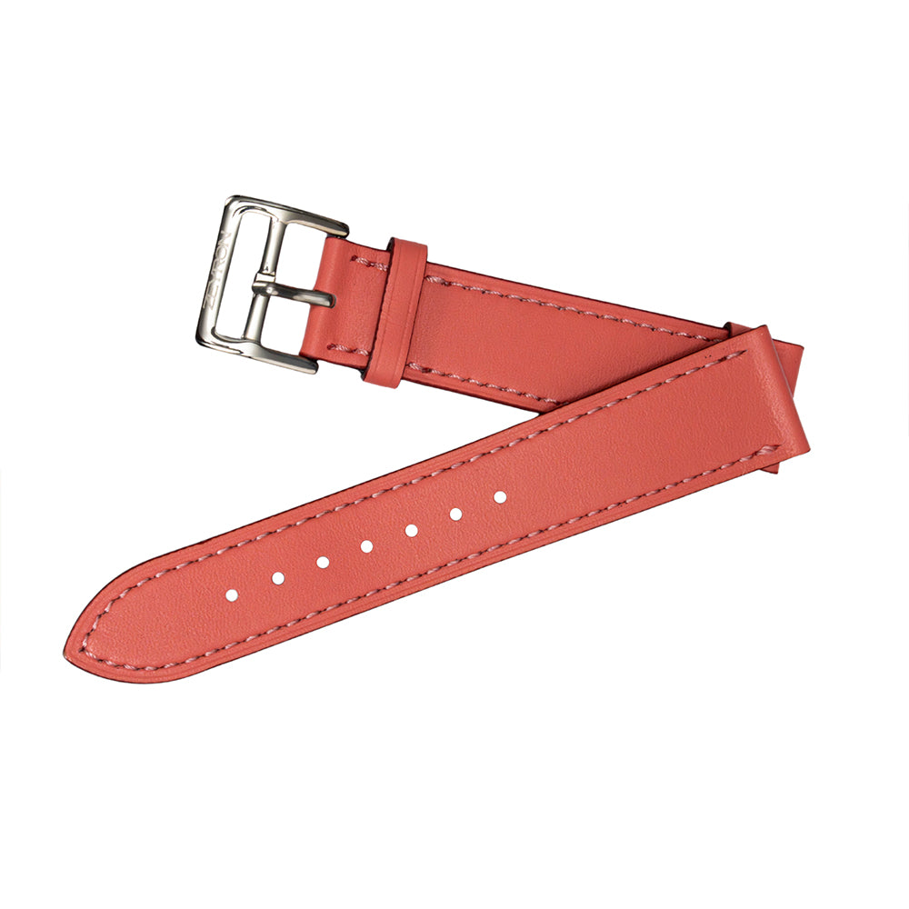 Zeyron 22mm Coral Pink Genuine Leather Strap