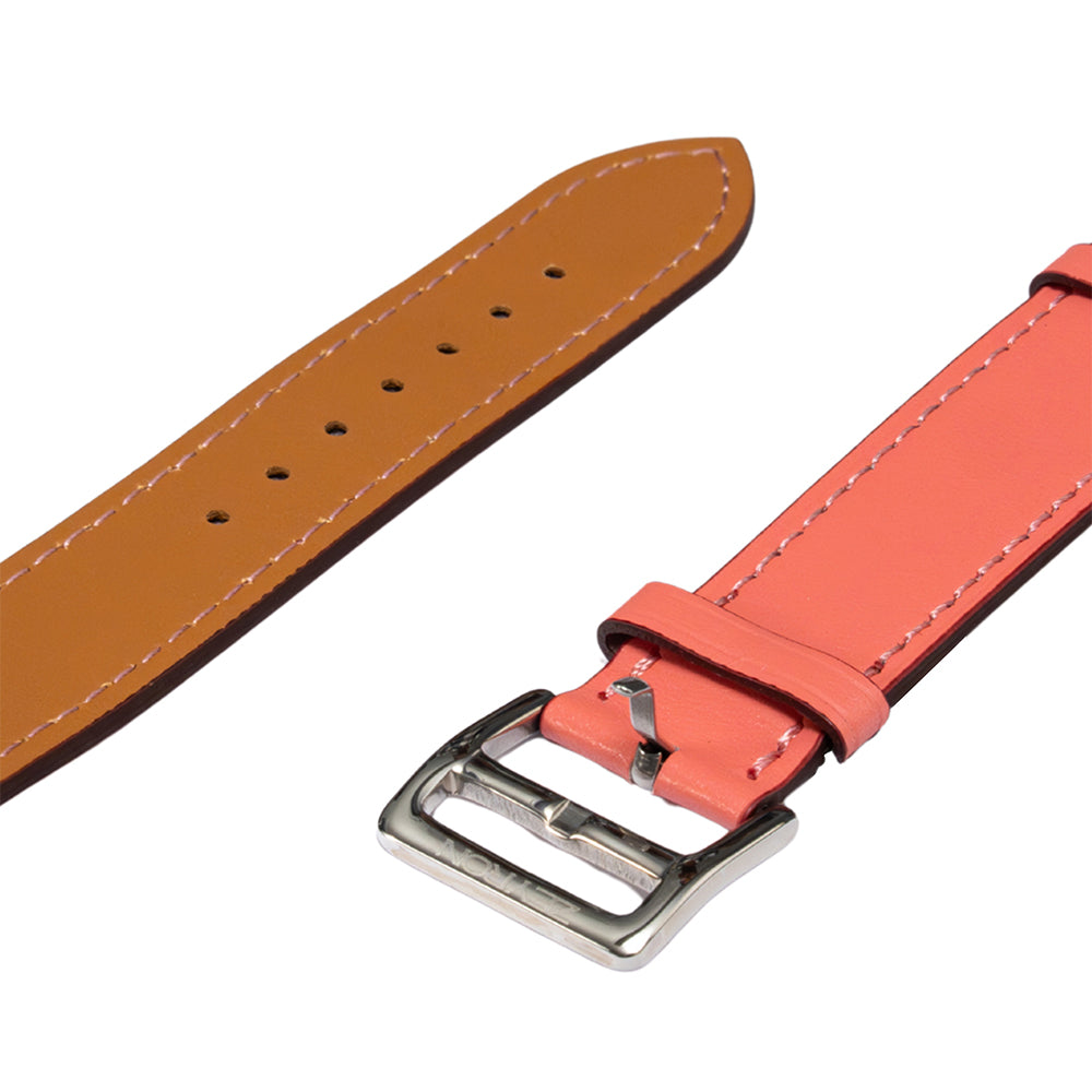 Zeyron 22mm Coral Pink Genuine Leather Strap