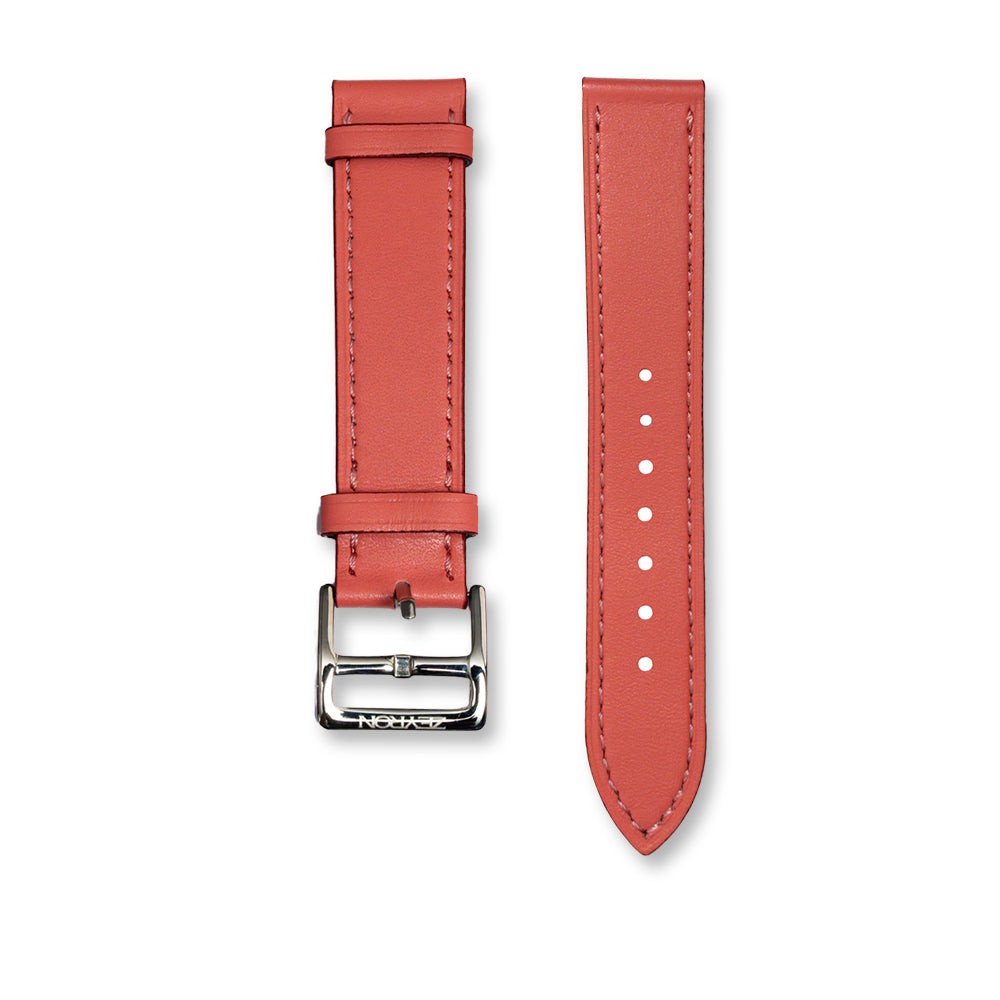 Zeyron 22mm Coral Pink Genuine Leather Strap