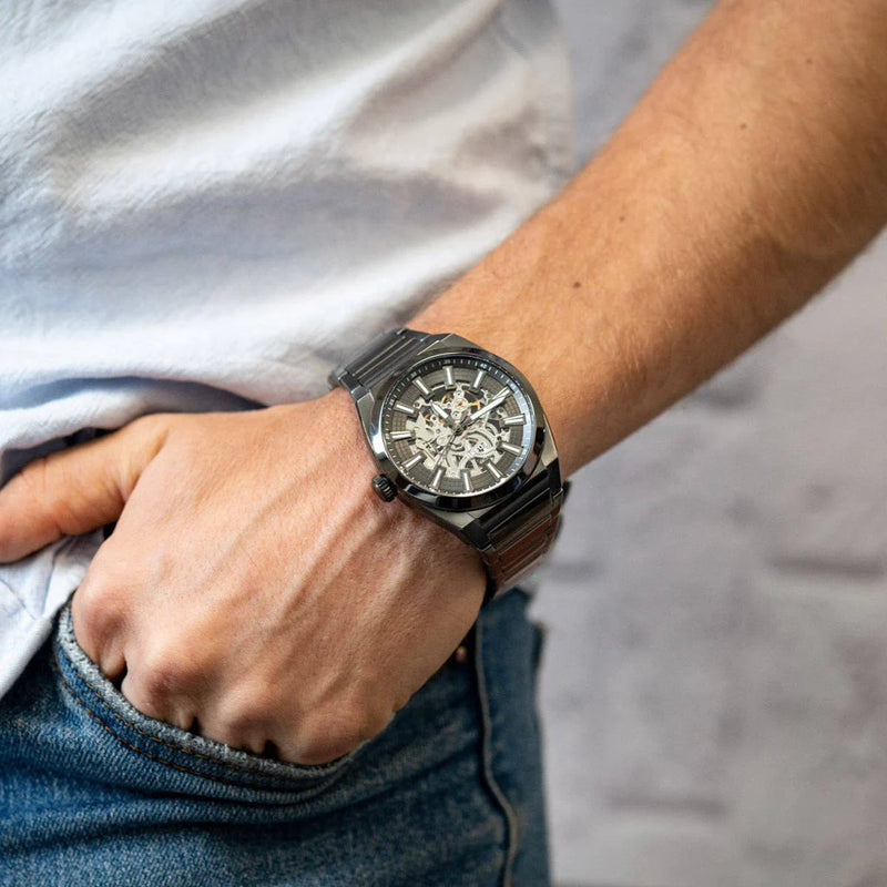 Fossil Everett Automatic Smoke Stainless Steel Men's Watch | ME3206
