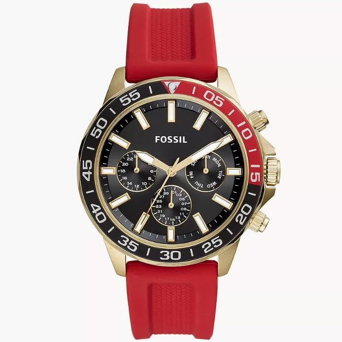 Fossil Ban-non Multi function Red Silicone Men's Watch| BQ2499