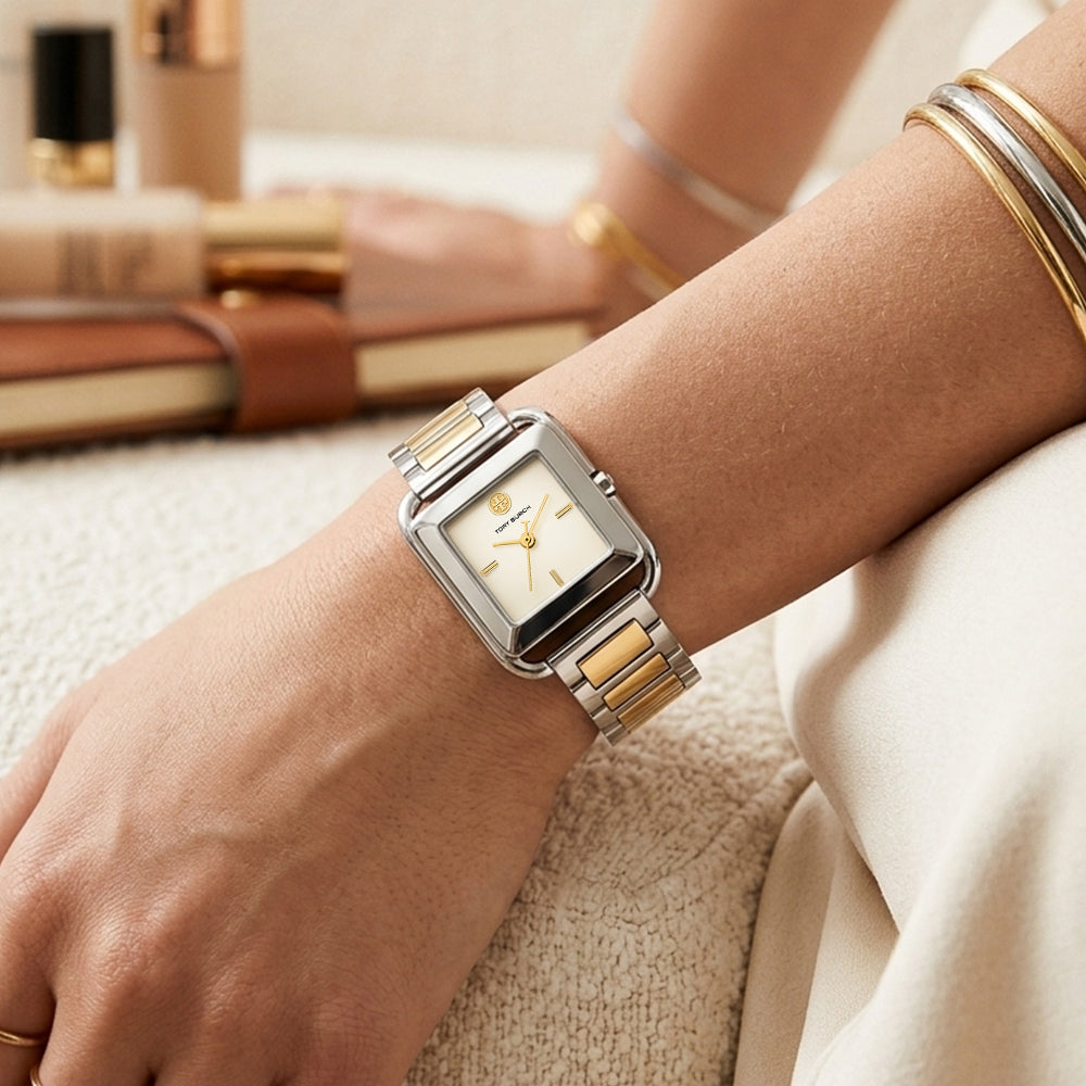 Tory Burch The Kira Square Two-Tone Ladies Watch TBW6021