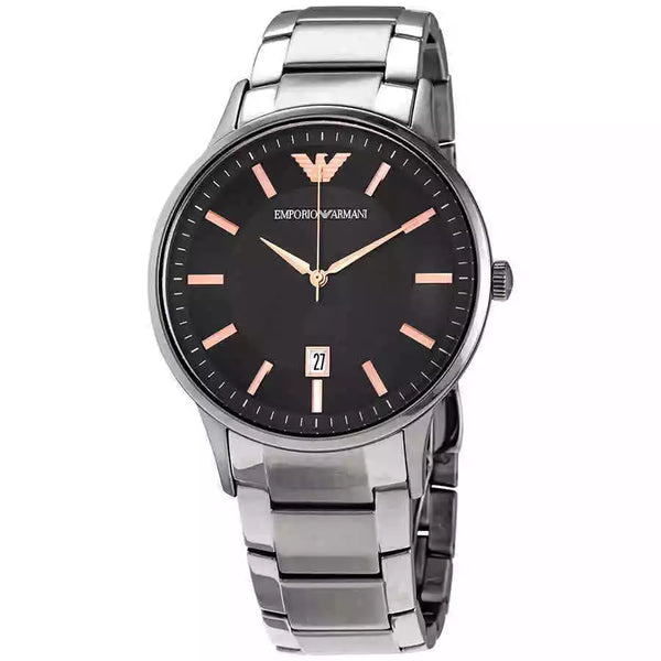 Emporio Armani Dress Renato Black Dial Stainless Steel Watch | AR11179