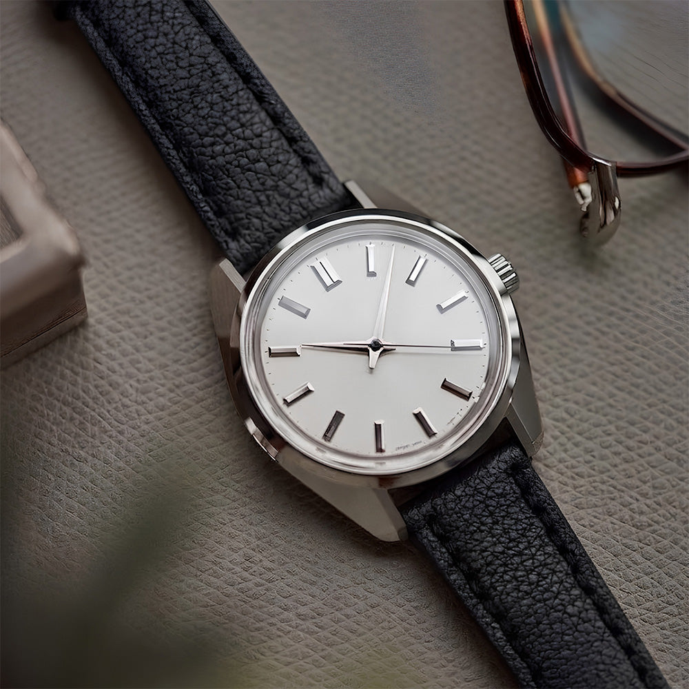 Cavern 24mm Full Grain Black Leather Strap