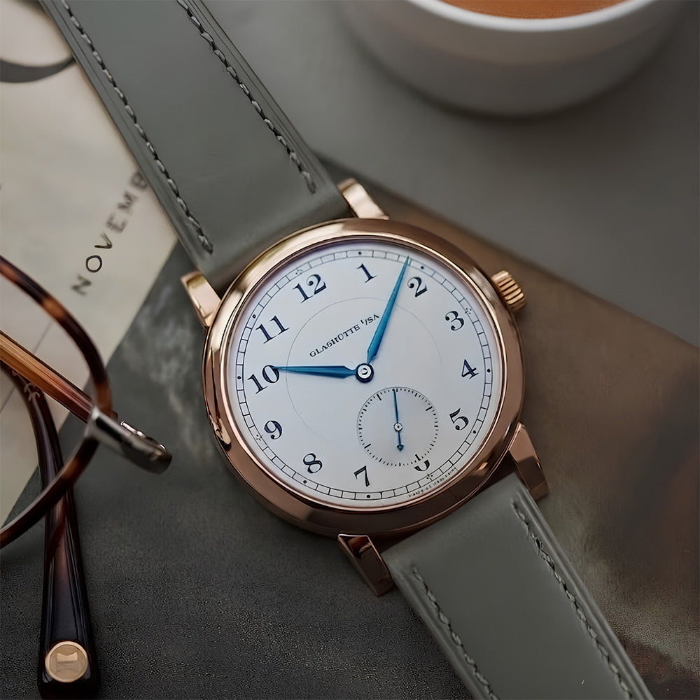 Cavern 20mm Plain Grey Stitched Full Grain Leather Strap