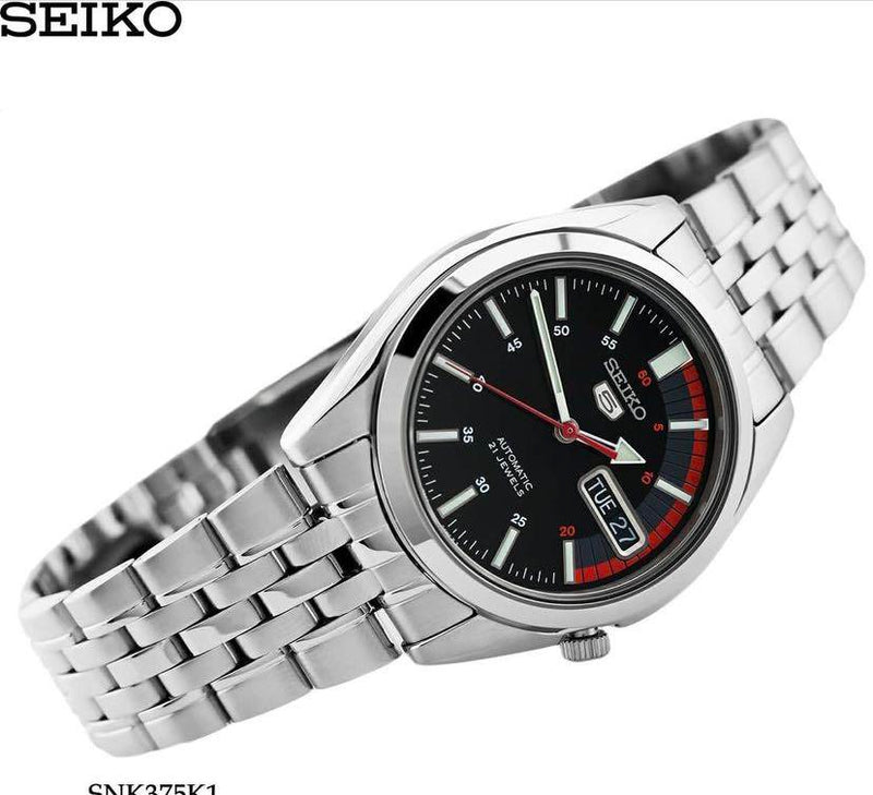 Seiko 5 Speed Racer Black Dial Automatic Men's Watch| SNK375K1