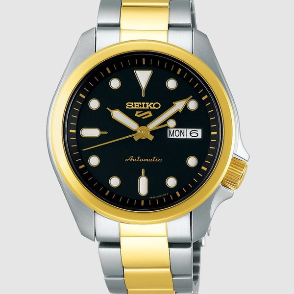 Seiko 5 Gold Tone Black Dial Men's Watch | SRPE60K1