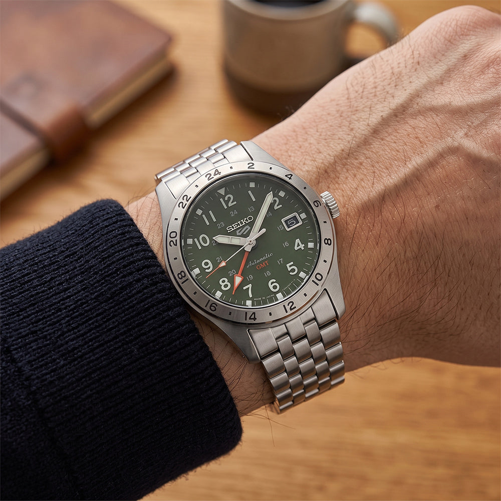 Seiko 5 GMT "Field Series" Automatic Green Dial Watch HDB001K1