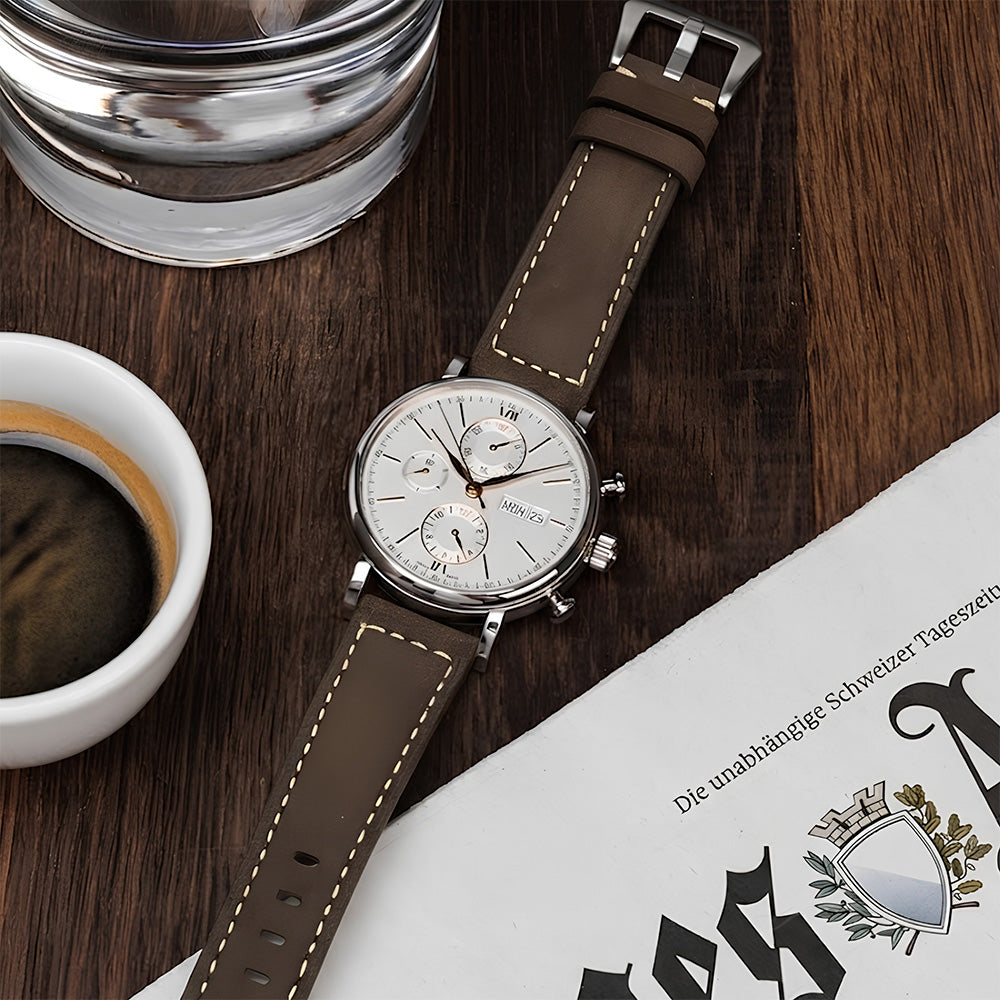 Cavern Wooden Brown Soft Leather Strap | 22/24MM