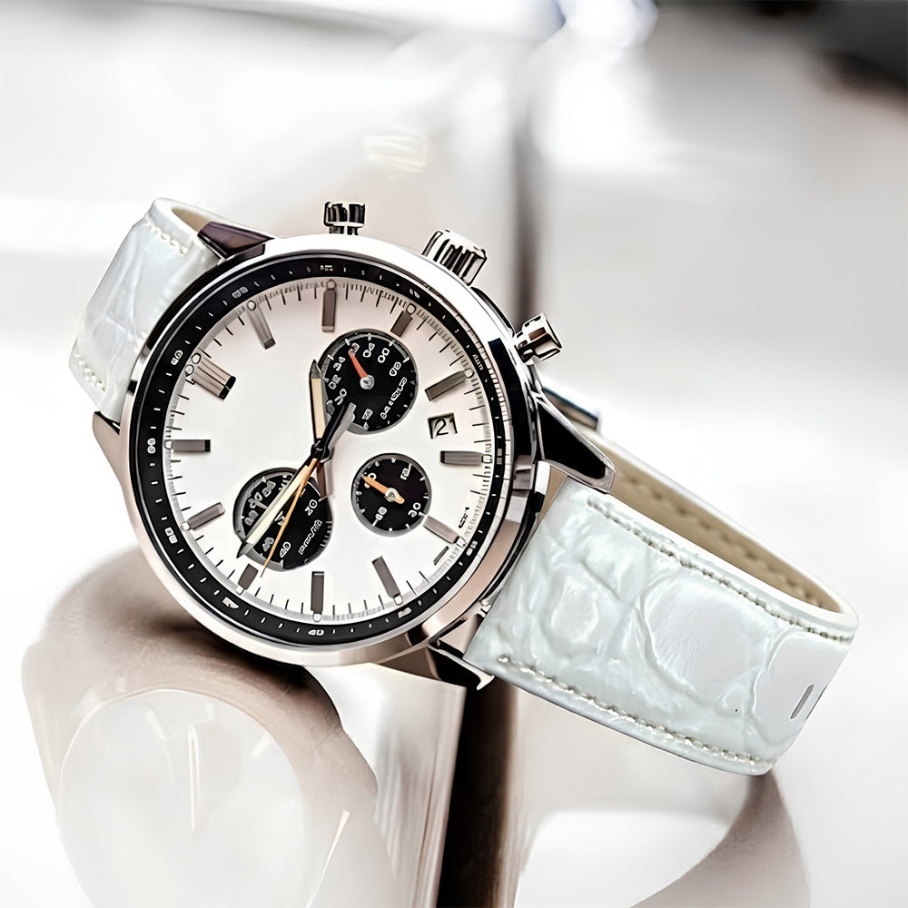 Cavern Premium 22mm White Crocodile Textured Leather Strap