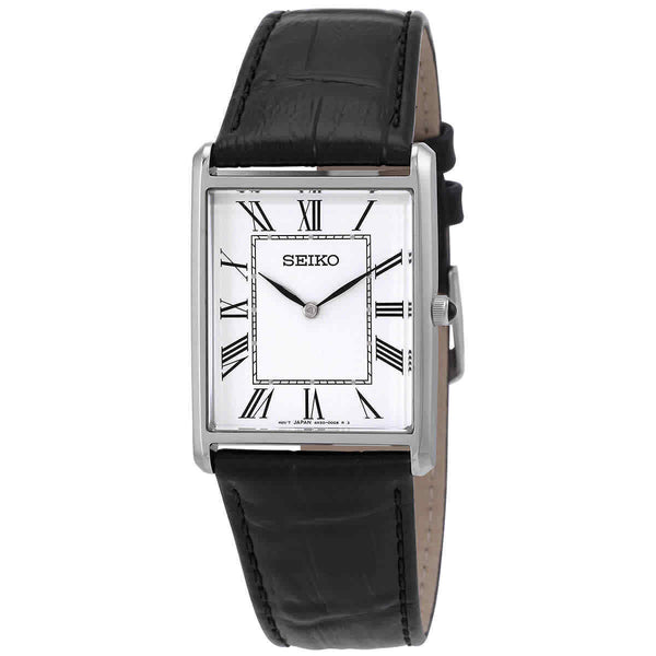 Seiko Essential Analogue Black Leather Men's Watch| SWR049