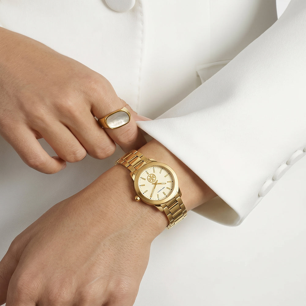Tory Burch Collins White Dial Gold-Tone Ladies Watch TBW1300