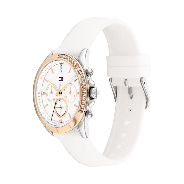 TOMMY HILFIGER WOMEN'S WHITE SILICONE STRAP TH1782388