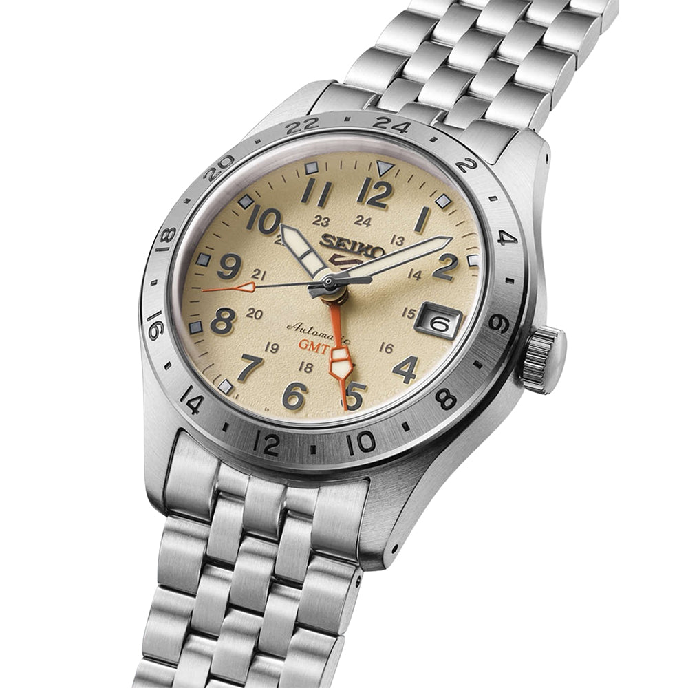 Seiko 5 GMT "Field Series" Automatic Beige Dial Watch HDB002K1