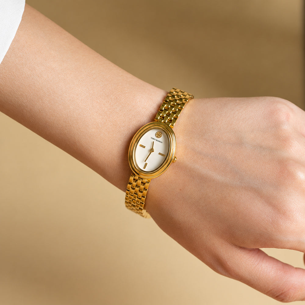 Tory Burch The Oval Gold-Tone Stainless Steel Ladies Watch TBW6032