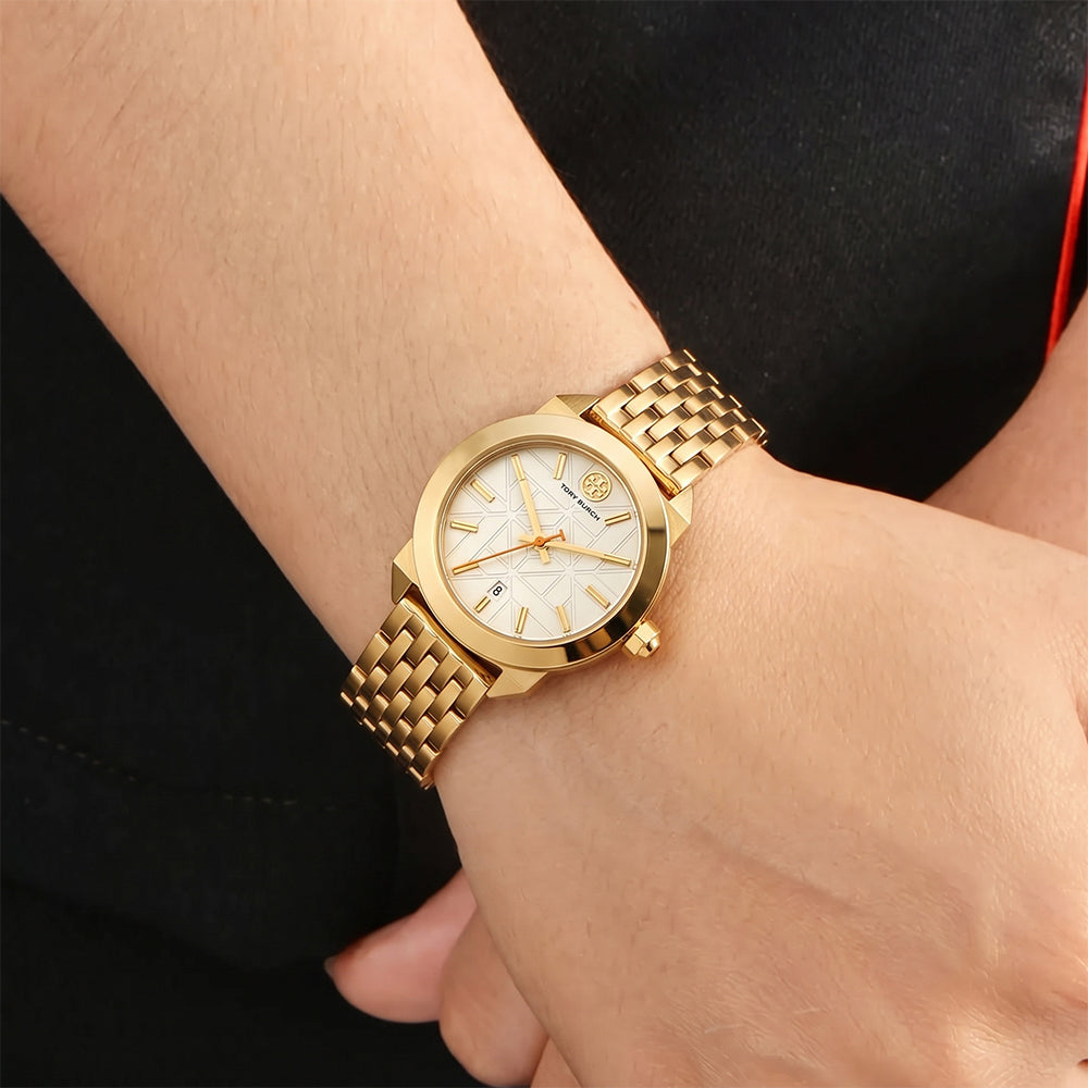 Tory Burch Whitney Gold-Tone White Dial Ladies Watch TBW8000