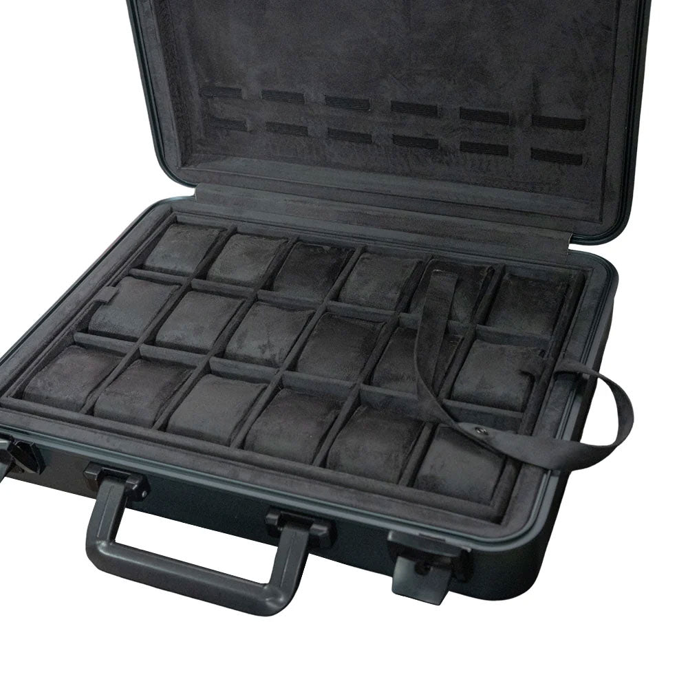 ZEYRON 18 Slots Premium Green Watch Case with Handle-Stylish & Secure Storage