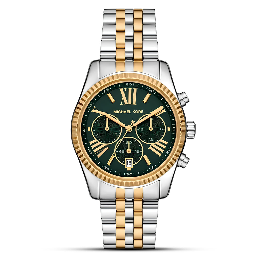Michael Kors Lexington Two Tone Green Dial Ladies Watch | MK4984 display picture 3