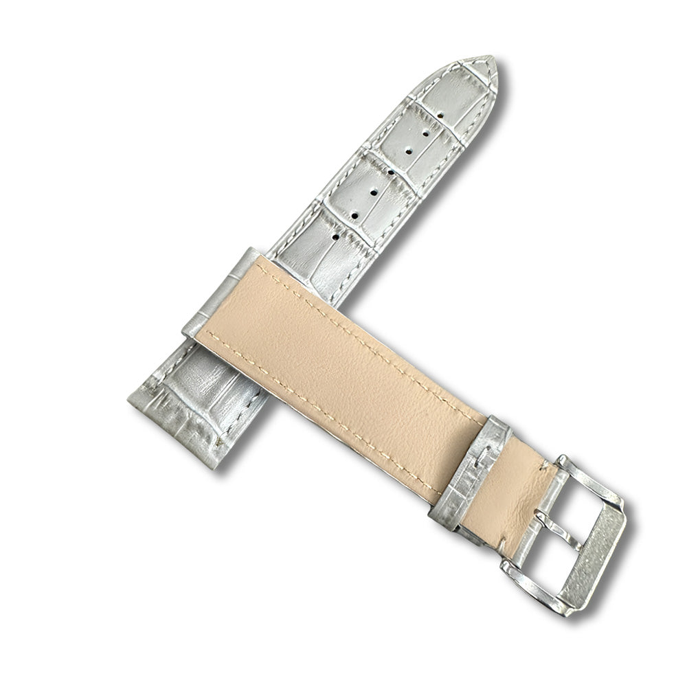 Cavern 22mm Grey Crocodile Textured Genuine Leather Strap