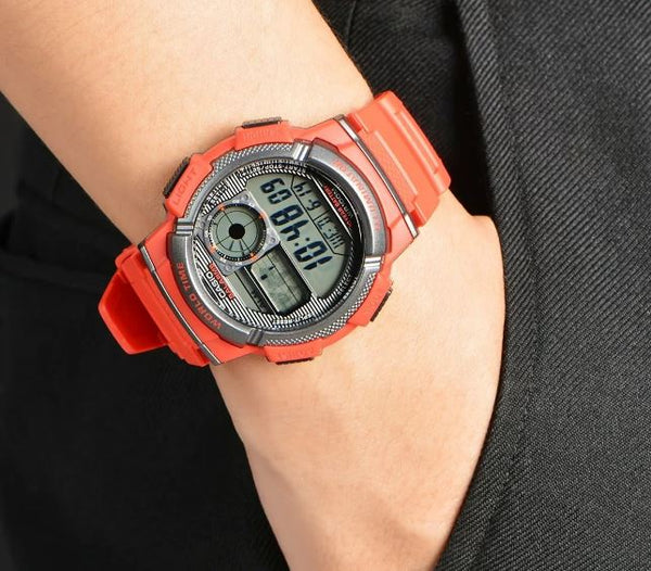 CASIO STANDARD RED RESIN BAND MEN'S WATCH| AE-1000W-4AV