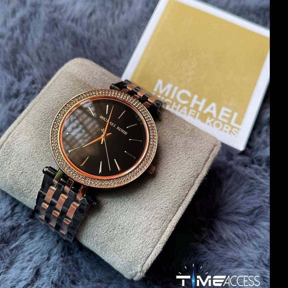 Michael kors grey and rose gold watch hotsell