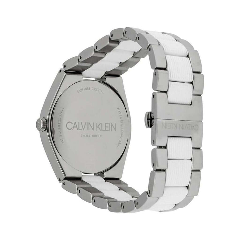 Calvin Klein Contrast Silver-White Tone Quartz Men's Watch | K9E211K6