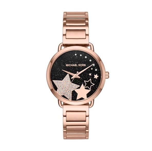 Michael Kors Mk3795 Metal Stone Embellished Dial Round Analog Watch fo
