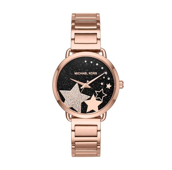 Michael Kors Mk3795 Metal Stone Embellished Dial Round Analog Watch for Women - Rose Gold - Time Access store