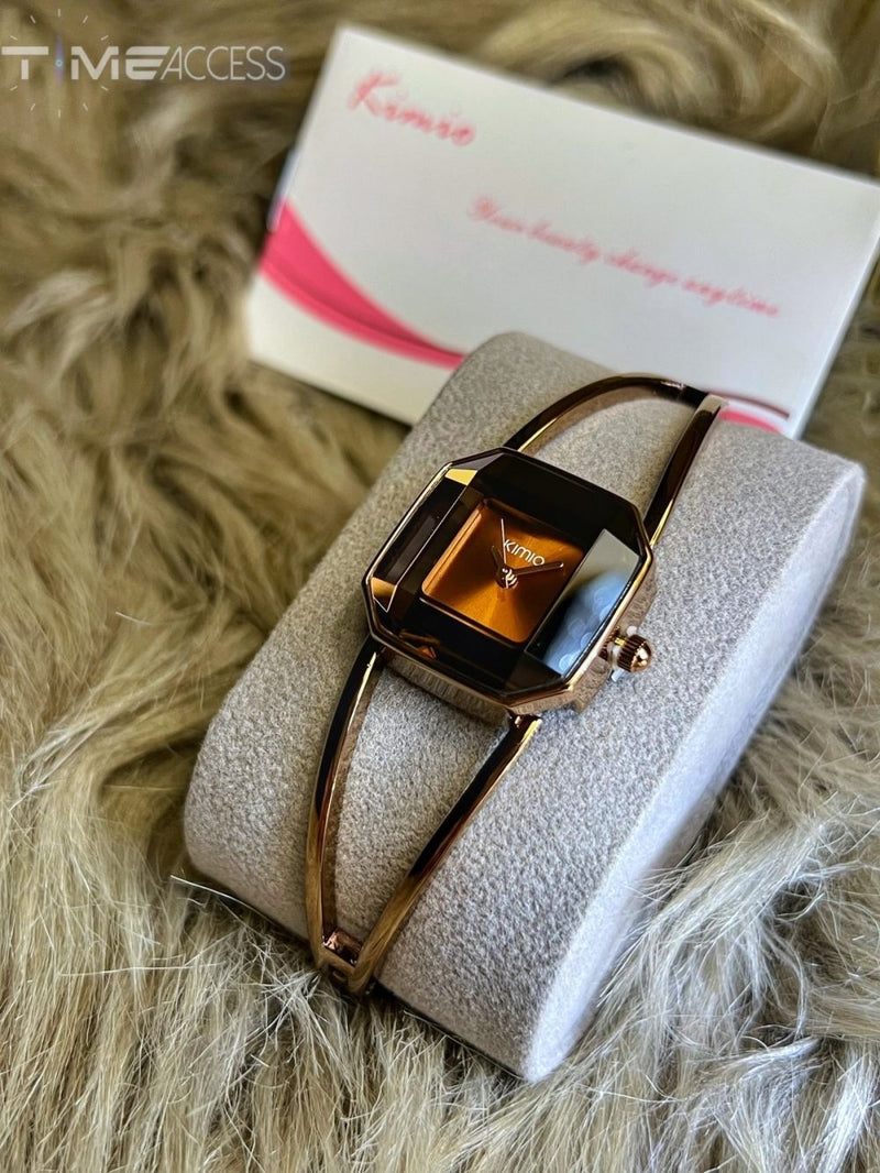 Kimio KIMIO Hollow Square Brown Dial Ladies Watch | K463L-C07