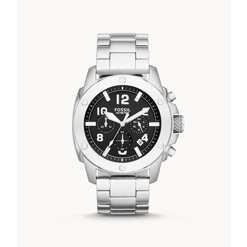 Fossil Men's FS4926 Modern Machine Chronograph Stainless Steel Watch - Silver-Tone - Time Access store