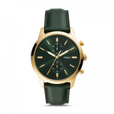 Fossil Men's FS5599 Townsman 44mm Chronograph Dark Green Leather Watch - Time Access store