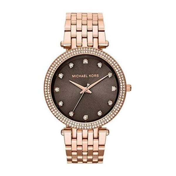 Michael Kors MK3217 Darci Brown Dial Pave Bezel Rose-gold 39mm Woman's Watch - Time Access store