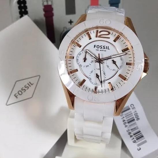 FOSSIL White Ceramic Multi-Function Ladies Watch CE1006 - Time Access store
