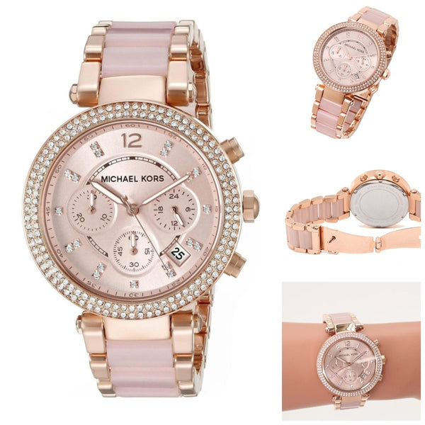 Michael Kors Parker Stainless Steel Watch With Glitz Accents mk5896 - Time Access store