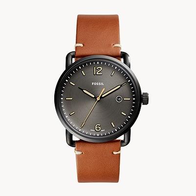 fossil fs5276 The Commuter Three-Hand Date Luggage Leather Watch - Time Access store