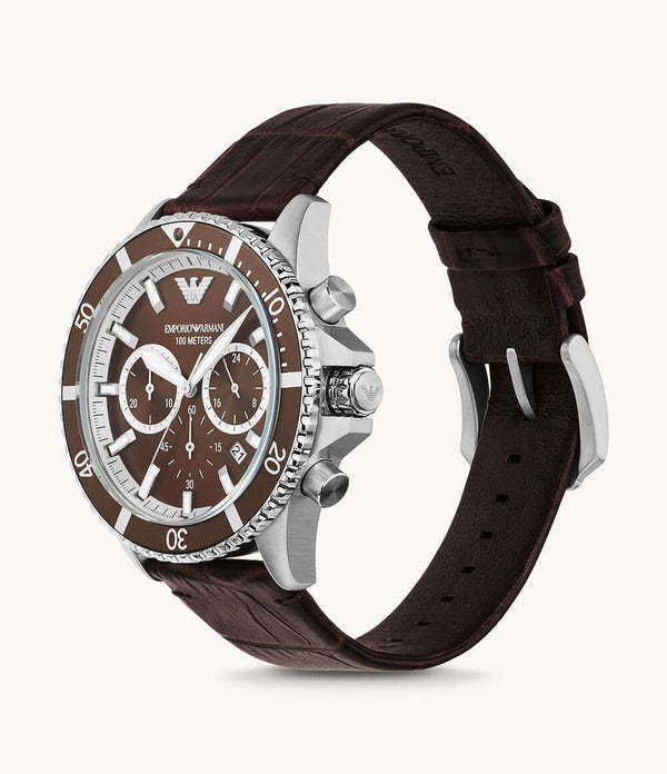 Emporio Armani Chronograph Brown Leather Watch | AR11486