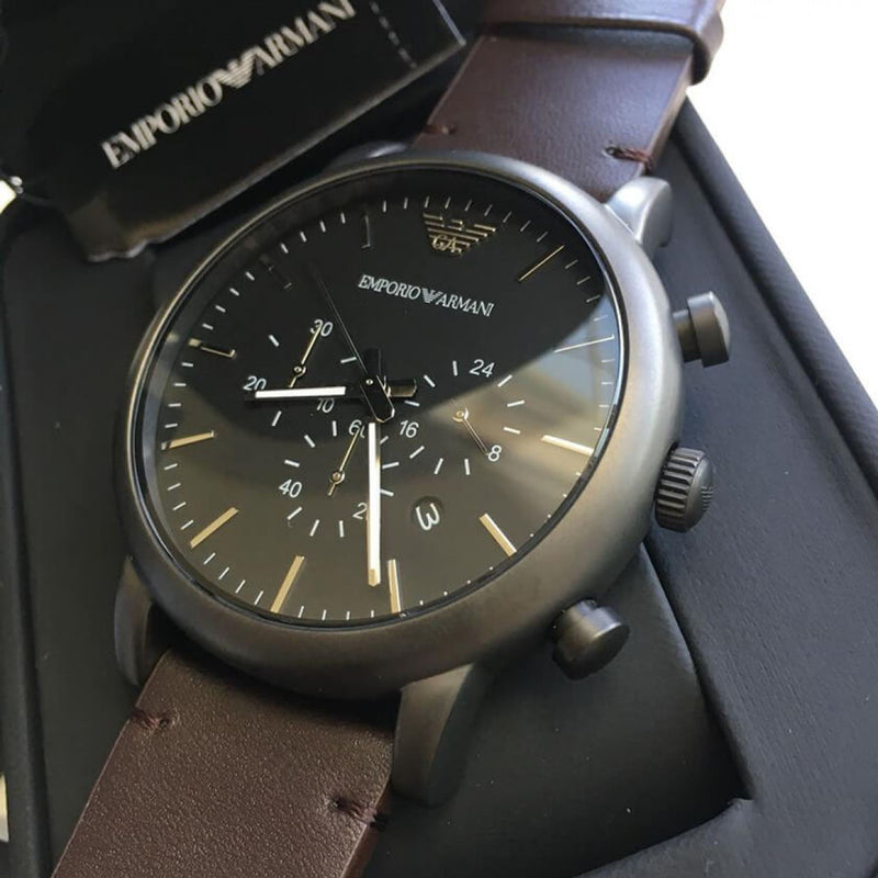 Emporio Armani Men's AR1919 Dress Brown Leather Watch - Time Access store
