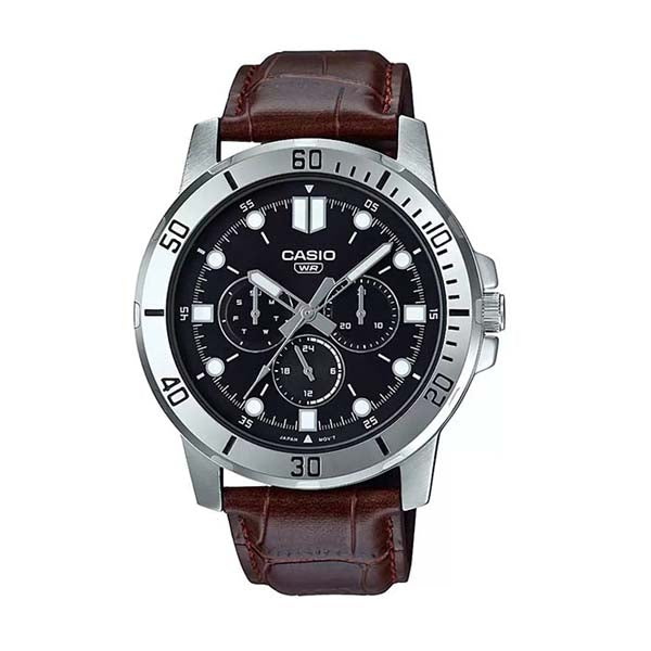 Casio Enticer Multi-Hand Dial In Leather Strap Men's Watch | MTP-VD300L-1E