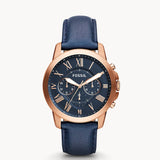 Fossil Grant Chronograph Navy Leather  Gent's Watch FS4835 - Time Access store