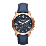 Fossil Grant Chronograph Navy Leather  Gent's Watch FS4835 - Time Access store