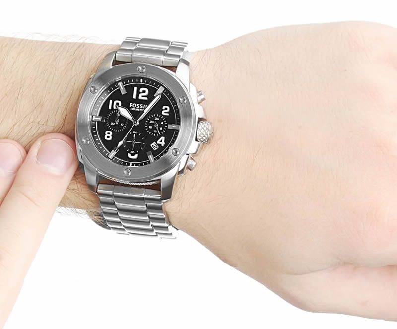 Fossil Men's FS4926 Modern Machine Chronograph Stainless Steel Watch - Silver-Tone - Time Access store
