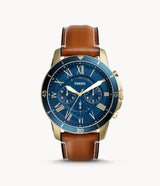 Grant Blue Dial Men's Chronograph Leather Watch - Time Access store