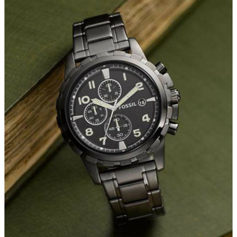 Fossil Dean Chronograph Smoke Stainless Steel Men's Watch-FS4721 - Time Access store