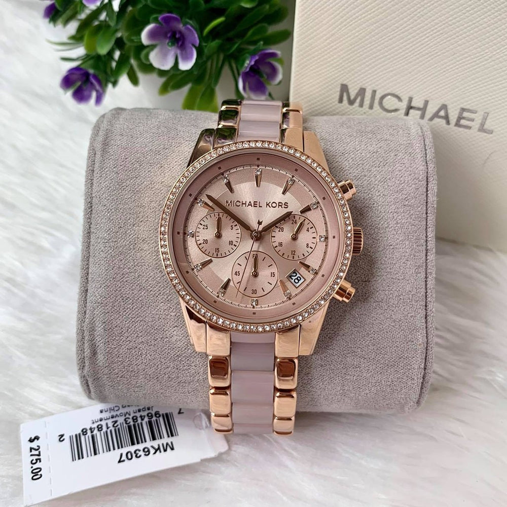 Michael Kors Ritz Rose Gold Tone Chronograph Women s Watch MK6307