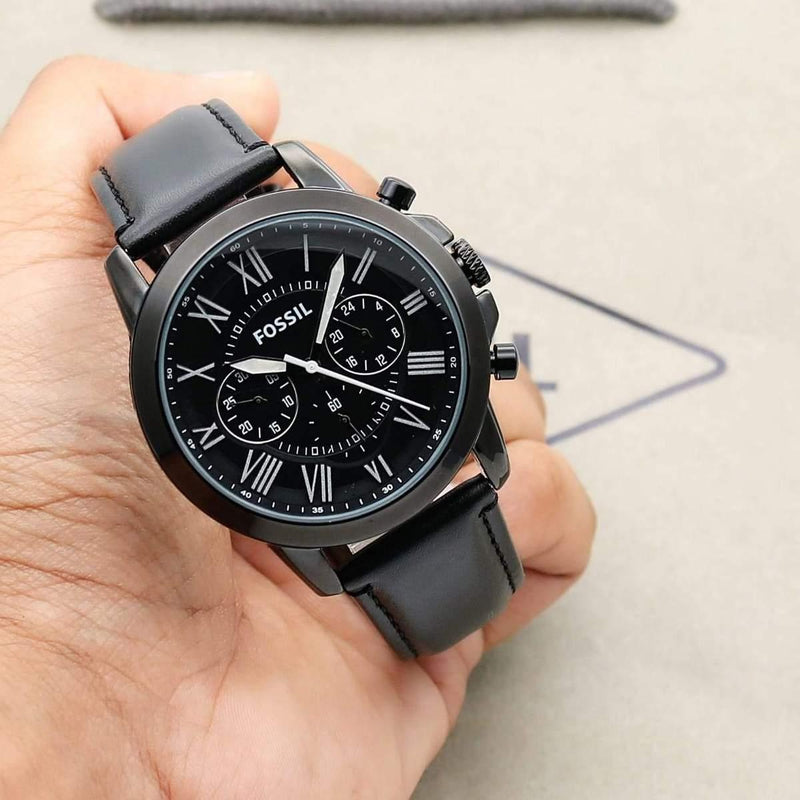Fossil Grant Chronograph Black Leather Men's Watch| FS5132