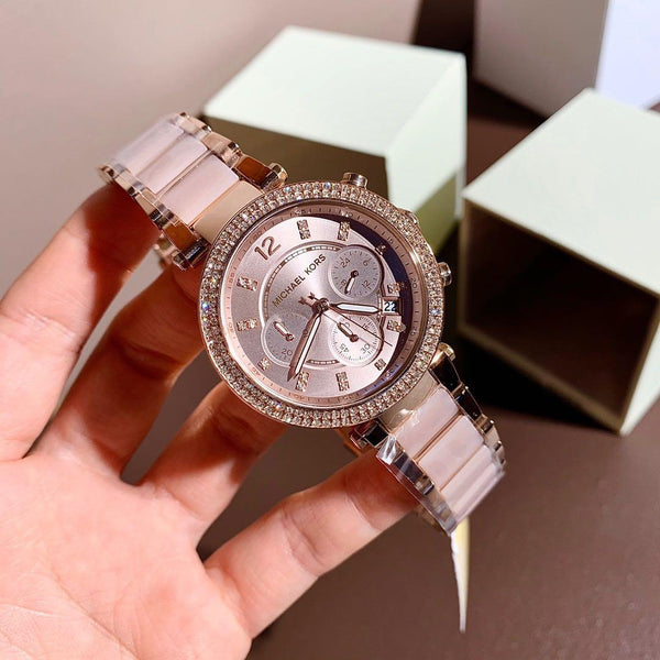 Michael Kors Parker Stainless Steel Watch With Glitz Accents mk5896 - Time Access store