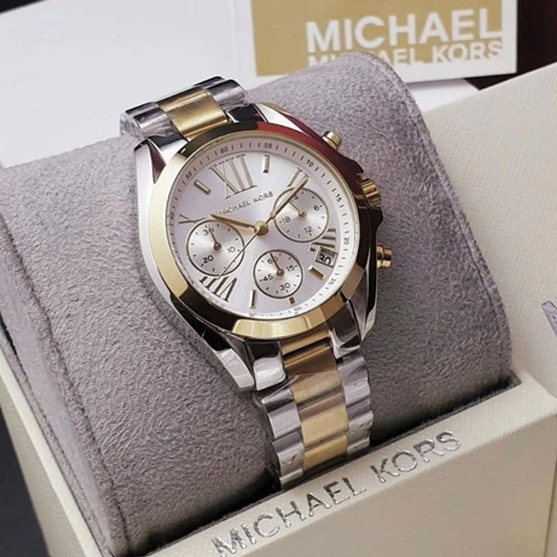 Michael Kors MK5974 Bradshaw Gold Dial Two Tone Steel Chronograph Watch - Time Access store
