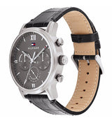 Tommy Hilfiger TH1791883 Men's Black Leather Strap and Grey Dial Quartz Watch - Time Access store