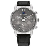 Tommy Hilfiger TH1791883 Men's Black Leather Strap and Grey Dial Quartz Watch - Time Access store