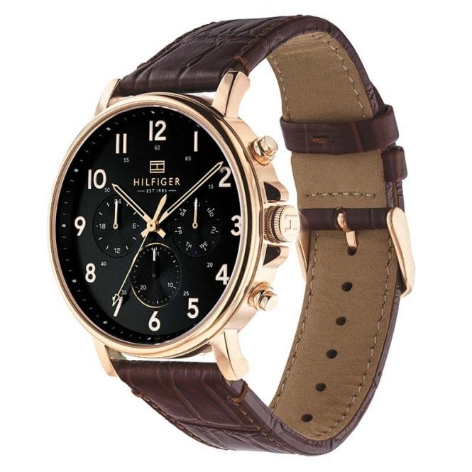 Tommy Hilfiger Mens Multi dial Quartz Watch with Leather Strap 1710379 - Time Access store